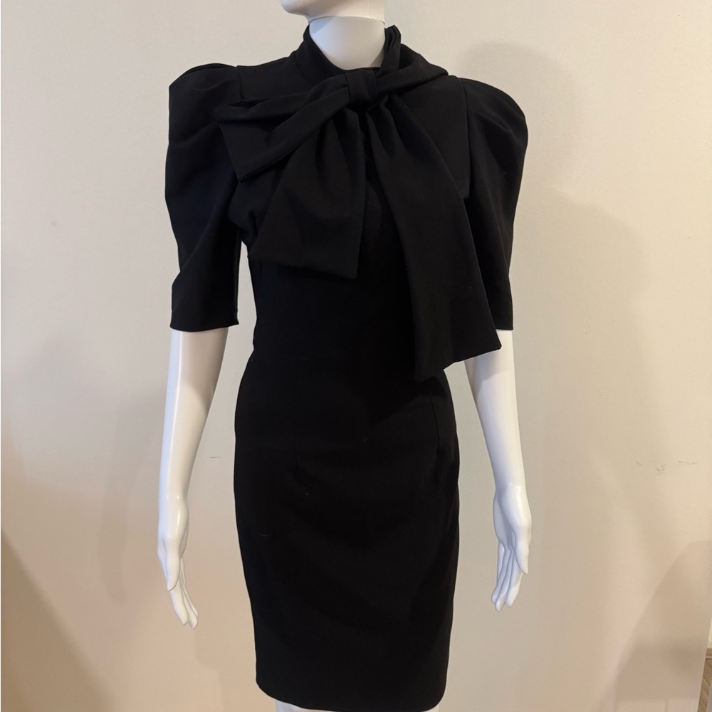 Black Halo Elegant Ara Black Dress with Bow Detail - Picture 2 of 2